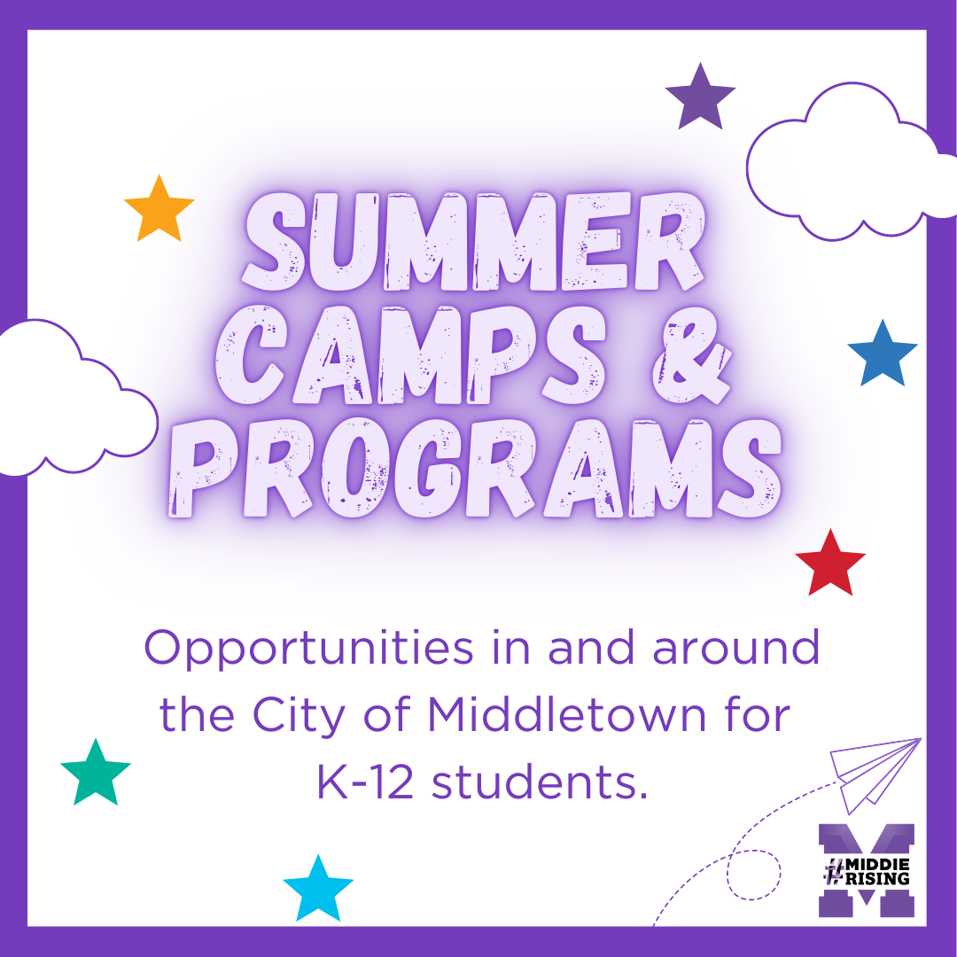 Graphic that reads Summer Camps and Programs